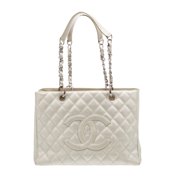 White CHANEL Grand Shopping Tote - Picture 1 of 7